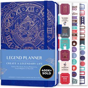 Legend Planner  Undated Weekly & Monthly Life Planner to Hit Your Goals & Live Happier, Organizer Notebook & Productivity Journal, A5 (Royal Blue, Gold) (A5 (5.5'' x 8.3''))