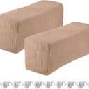 uxcell 2pcs Stretch Armrest Covers for Chairs/Sofas, Couch Arm Covers with Twist Pin, Furniture Protector Slipcovers Camel