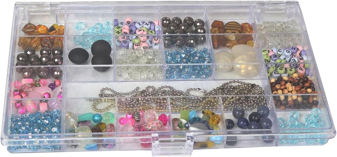 Everything Mary 21-Compartment Bead Storage Box  Clear Organizer for Diamond Painting, Jewelry, Craft Beads & Tools  Durable Plastic Case for Diamond Art, Small Items & DIY Projects