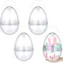 Funtery 8 Pcs Large Easter Eggs 10 Inch Plastic Giant Easter Eggs with Handles, Clear Jumbo Baskets Fillable Giant Bunny Egg Shaped Baskets Containers Decoration (Transparent)