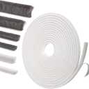 Self-Adhesive Weather Stripping Seal for Doors & Windows  Soundproof Insulation Gap Filler for Sliding, Exterior, Front, and Jamb Frames  0.2" x 0.35" x 16.5 ft, White