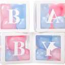 Baby Boxes with Letters for Baby Shower, Gender Reveal Decorations with Blue and Pink Balloons for Gender Reveal Birthday Wedding Baby Shower Decorations