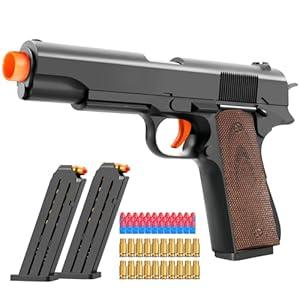 Look Real Toy Red Gun with Ejecting Soft Bullets,Pistol Toys Play EVA Foam Blaster Realistic Model Soft Bullet Gift Gun with Ejection Shell Bullets Fake Gun Model Blasting
