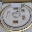 LED 2 Ring Brass Gold Chandelier Dimmable Up Down Light Chandelier Modern Round Chandeliers Light Circular Chandeliers for Foyer Dining Room Entry Bedroom Office Living Room