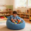 LPMOERA Bean Bag Chair Memory Foam Bean Bag Chairs for Kids/Teens with Filling Round Kids Bean Bag Chair for Living Room Bedroom College Dorm Reading Chair (Black)