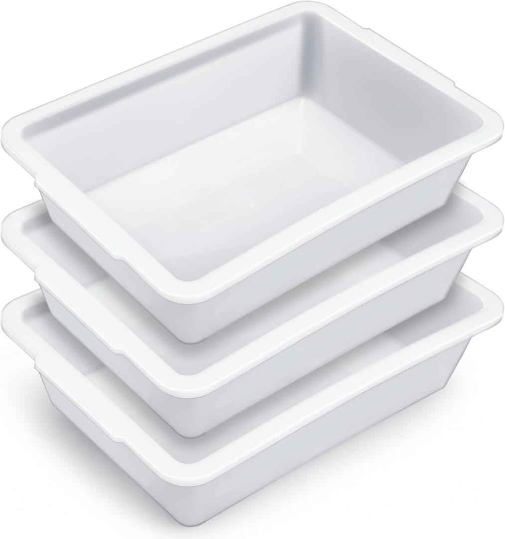 Remerry 3 Pack Polypropylene Containment Tray 15" L x 10.8" W x 4" H Rectangular Lab Tray for Sterilizing and Drying Laboratory Supplies, Durable and Temperature Resistant Plastic