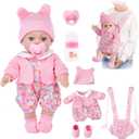 12" Baby Doll Set with Clothes and Baby Carrier for Dolls Reborn Baby Doll Accessories Include Feeding Bottles Nipple Toy Stuffs for Kids Age 3+