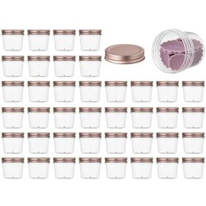 novelinks 4 Ounce Clear Plastic Jars with Rose Gold Lids - Refillable Round Clear Containers Jars Storage Containers for Kitchen & Household Storage - BPA Free (20 Pack
