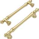 Amerdeco 10 Pack Brushed Gold Cabinet Pulls 5 Inch(128mm) Hole Center Cabinet Hardware Kitchen Handles for Bathroom Drawer Pulls ZH0014