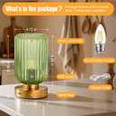 LightRound Cordless Table Lamp for Bedroom, 7500mAh Rechargeable Battery Operated Lamp, Modern Touch Dimmable Wireless Lamp Gold Base Green Glass Shade for Living Room, Desk, Led Bulb Included