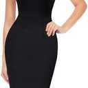 VFSHOW Womens Pleated Asymmetric Neck Office Business Work Church Slim Fit Knee Length Bodycon Pencil Dress, 3XL