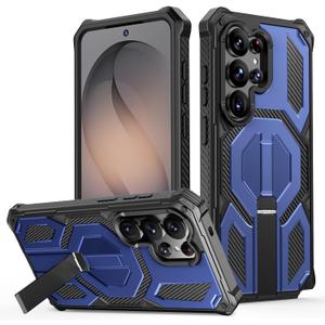 Strong Magnetic & Built-in Stand for Samsung Galaxy S25 Ultra Case, [Compatible with MagSafe], Military-Grade Protection, Shockproof Kickstand Phone case S25 Ultra (Blue)