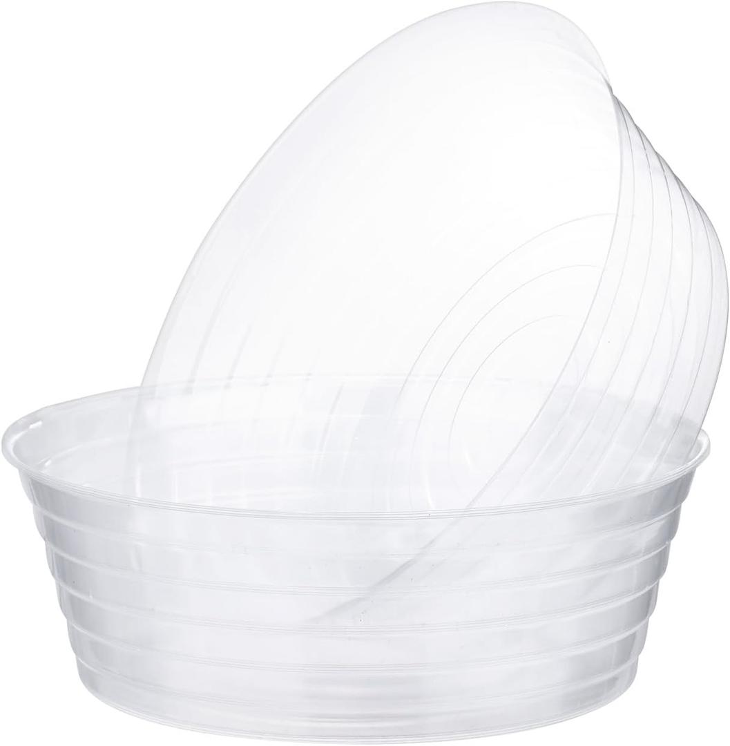 M METERXITY 5-Pack Plastic Plant Saucer, 13.4 Inch Clear Thin Plant Saucer Drip Tray for Indoor/Outdoor, Planter Liners Nursery Pots