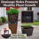 Large Outdoor Planters 2-Pack - 22.4-Inch Tall Planters for Outdoor Plants or Indoor Pots for Plants - Plastic Flower Pots for Patio, Entryway, or Front Porch Decor by Pure Garden (Bronze), 11.8 x 7.8 x 22.4