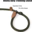 Mile High Life Slip Leads for Dogs | Heavy Duty Dog Training Leash | 4 Feet No Pull Slip Leashes w Leather Tip | Dark Green Rope Lead for Dogs Outside