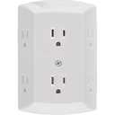 GE 6-Outlet Extender, 2 Pack, Grounded Wall Tap, Adapter Spaced Outlets, 3-Prong Outlet Splitter, Multiple Plug, Quick and Easy Install, Cruise Essentials, UL Listed, White, 40222