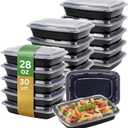 Meal Prep Containers [30 Pack] Rectangular Food Storage Containers with Lids, Bento Box, BPA Free, Stackable, Microwave/Dishwasher/Freezer Safe To Go Food Containers for Meal Prep (28 oz)