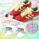 Flat Lace Shoelaces for Women: 2 Pairs 2.3CM Wide Lacy Shoe Laces | Lace Fancy Designs, Soft and Elastic, Free Cut for DIY Decorations