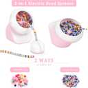 Myartype Clay Bead Spinner and Seed Bead Spinner, 2-in-1 Electric Bead Spinner for Jewelry Making, Bracelet Spinner and Necklace Making Machine with Bead Needles and Thread (Pink)