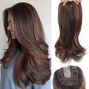 Lumhun 18Inch Hair Toppers for Women with Thinning Hair, Heat Resistant Fibre Synthetic 6.5" x 6.5" Base,Long Layered Topper for Women(Dark Brown with Brown Highlight,18Inch)