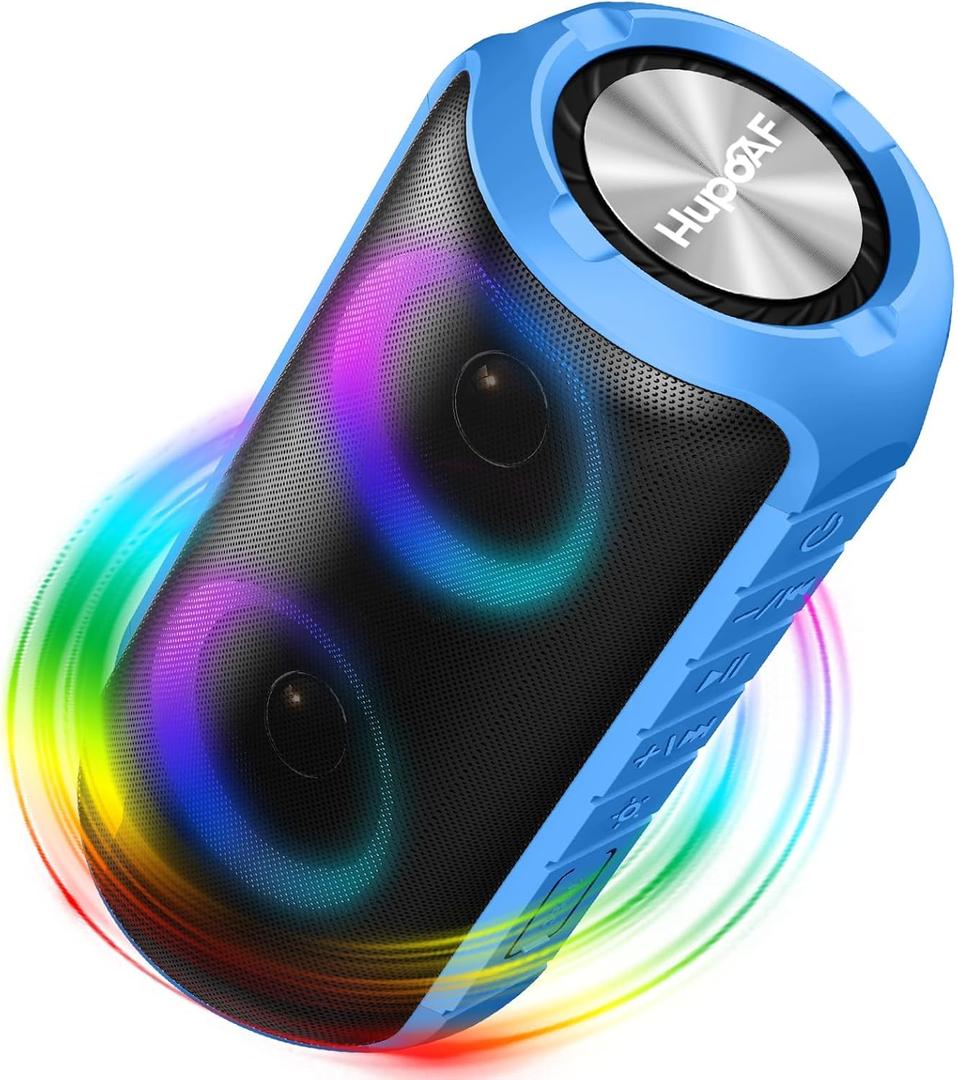 Hupoaf Bluetooth Speaker, 2026 New Portable Wireless Speaker with 6D Loud Sound, IPX7 Waterproof, HD Call, RGB Lights, 12H Playtime for Home/Party/Outdoor/Beach, Electronic Gadgets, Birthday Gift