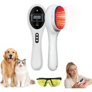 Cold Laser Therapy Device for HumansDogs&Cats, 4808nm Infrared & 14650nm Red Light Therapy Wand for Pain Relief, Joint, Muscle, Back & Knee Use, Rechargeable with Glasses