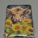 Rotating Case for iPad (A16) 11th/10th Generation 10.9'' inch 2025/2022, [Built-in Pencil Holder] PU Leather Folio Stand TPU Cover with Auto Wake/Sleep, Highland Cow with Flower