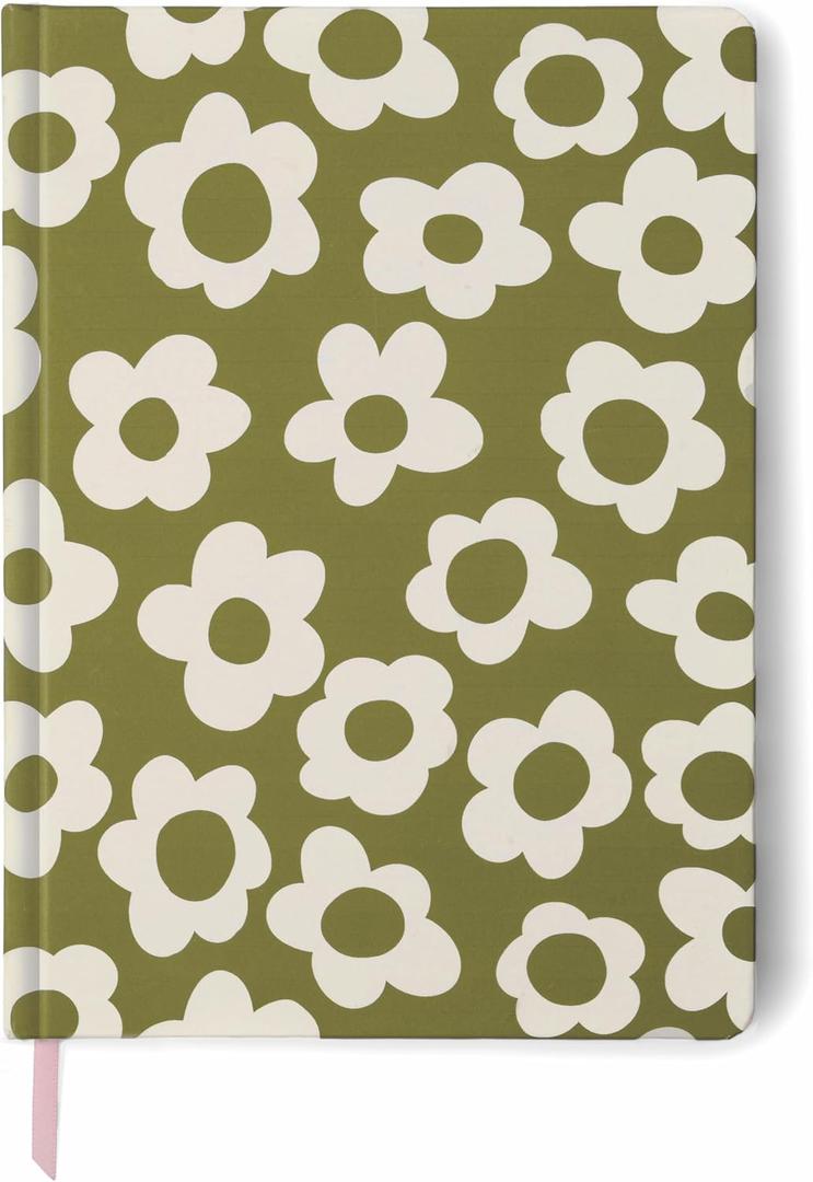 DesignWorks Ink Jumbo Journal Notebook  7.25" x 10.25" Cute Writing Journal for Work, To Do Lists & Daily Journaling  Soft Cover, 200 Lined Pages, Ribbon Marker  Green Groovy Floral