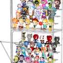 Clear Acrylic Display Case for Figures 4 Layers 2 Pack Figurine Display Cases with Shelves Stackable Display Box Showcase with Magnetic Door for Collectibles, Keep Collection Dustproof