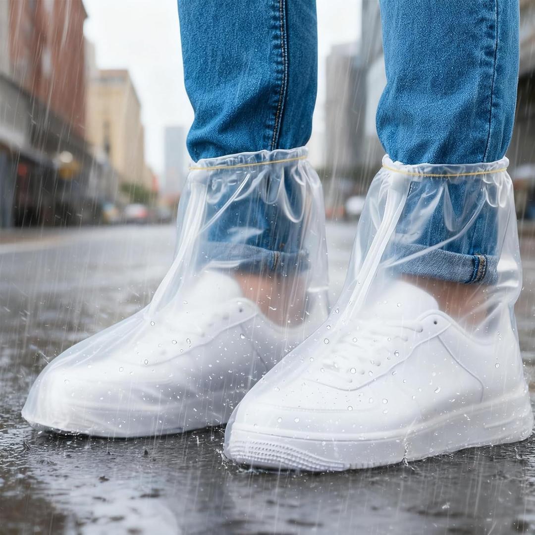 20Pcs Shoe Covers Boot Covers Plastic Disposable Waterproof Shoe Covers, Shoes Cover for Rain, Rain Boot Shoe Covers, Plastic Boot and Shoe Covers, Non-Slip Outdoor Waterproof Shoe (Transparent)