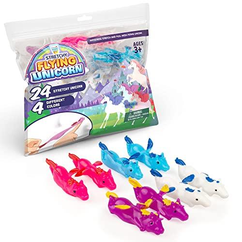 PICK A TOY Unicorn Slingshot Toys for Kids – 24 Pack Stretchy Finger Slingshot Party Favors, Unicorn Goodie Bag Fillers, Birthday Party Favors for Girls Boys, Classroom Prizes, Easter Egg Fillers