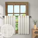 Small Curtains for Windows 30 Inches Long Linen Kitchen Window Curtains Over Sink 2 Panels Back Tab Pocket Classic Vintage Tier Half Curtain for Bathroom Closet Door RV Wide 36 x 30 Length Cream Ivory (Natural)