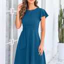 OWIN Womens 2026 Elegant Ruffle Sleeve Flared A Line Swing Casual Party Cocktail Dresses (L)