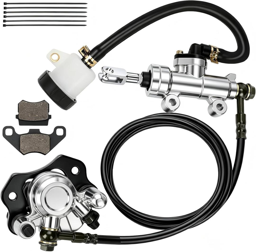 Go Kart KT196 Disc Hydraulic Brake Master Cylinder Caliper Kit | Go Kart Disc Hydraulic Brake Kit with Brake Master Cylinder Caliper Replacement for Coleman KT196 with 69" Brake Oil Hose