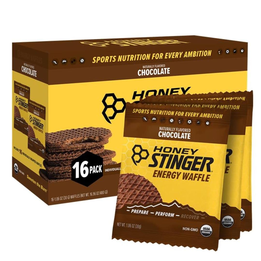 Honey Stinger Organic Chocolate Waffle, Energy Stroopwafel for Exercise, Endurance and Performance, Sports Nutrition for Home & Gym, Pre and Post Workout, Box of 16 Waffles, 16.96 Ounce (EXP 10/01/26)