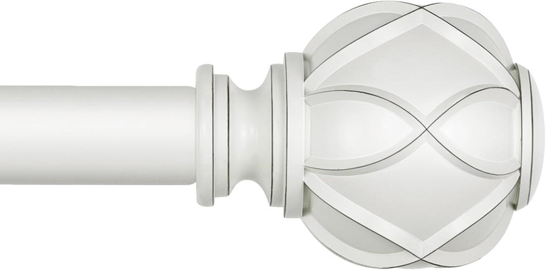 KAMANINA White Curtain Rods for Windows 72 to 144 Inches (6-12ft) Long Heavy Duty Curtain Rod, 7/8 Inch Adjustable Drapery Rods with Decorative Netted Texture Finials, White 