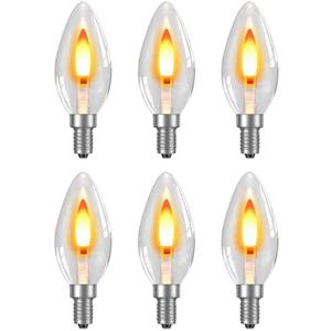 Hompavo Christmas Decorations, LED Flame Light Bulbs, Flickering Lights with Realistic Flame Effect for E12 Candelabra Base, Perfect for Chandeliers, Wall Sconces, Home Indoor Outdoor - 6 Pack