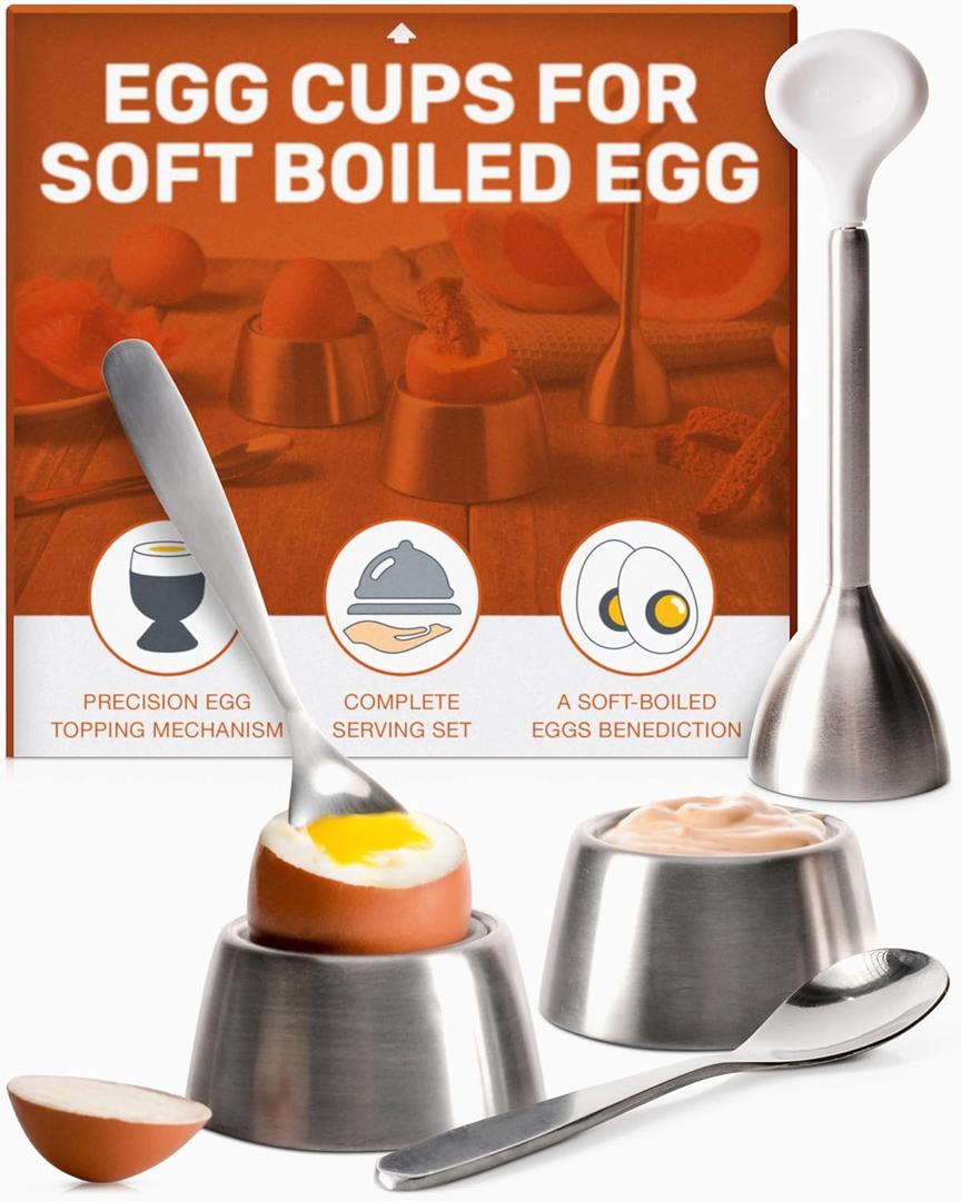 Epar Egg Cracker Tool - Egg Cups for Soft Boiled Eggs with Spoon - Egg Holder for Boiled Eggs - Soft Boiled Egg Cutter