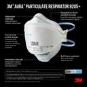 2 x 3M Aura Particulate Respirator 9205+ N95, Lightweight, 3 Panel Designed Helps Provide Comfortable and Convenient Respiratory Protection, 3-Pack