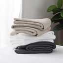 100% Cotton Waffle Blanket (Khaki - Full Size - 84 * 90''), Pre-Washed and Anti-Shrinkage Soft Lightweight Bed & Couch Blanket, 380 GSM Waffle Weave Throw Blanket for All Seasons