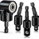 Flexible Drill Bit Extension Set with Right Angle Attachment, 360 Rotatable 1/4 3/8 1/2" Impact Grade Socket Adapter Sets for Cordless Drill & Screwdriver, Power Drill & Driver