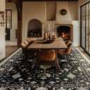RELEANY Area Rugs 10'x14' Washable Non-Slip, Floral Vintage Distress Print Pattern Medallion Carpet for Living Room Bedroom Dining Room, Black Brown Neutral Dark Tan
