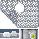 Silicone Sink Protector, Rear Drain Kitchen sink mat Grid Accessory, 1 PCS Grey Non-slip Heat Resistant sink mats for Bottom of Farmhouse Stainless Steel Porcelain Sink, Size: 16x29