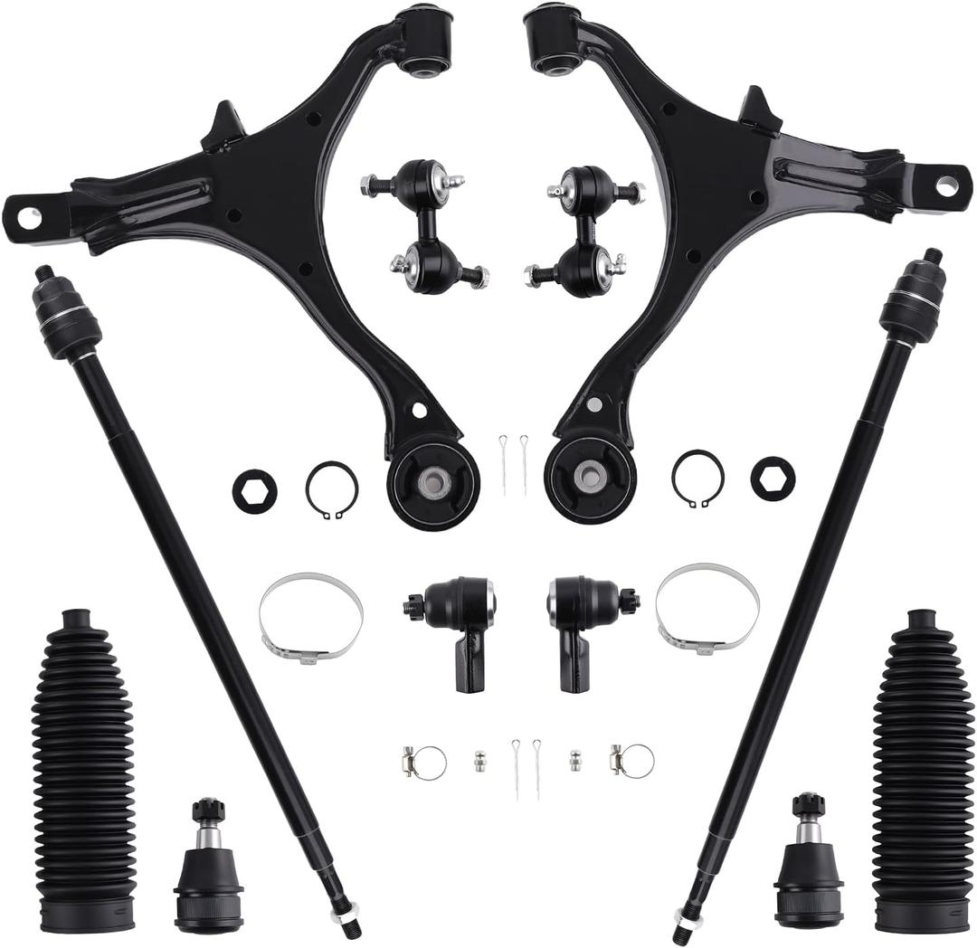 maXpeedingrods 12Pcs Suspension Kit for Honda CR-V 2002-2004 4WD/2WD, Front Lower Control Arm with Lower Ball Joints, Sway Bar Links, Outer & Inner Tie Rod, Boots