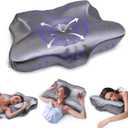 Pain Relief Cooling Pillow for Neck Support Adjustable Cervical Pillow Side Sleeping Memory Foam with Super Soft and Cooling Satin Pillowcase Grey