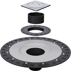 Shower Drain Kit 4 Inch Stainless Steel Grate with Vertical ABS 2 Inch Flange for Schluter Systems Kerdi Drain - Brushed Nickel
