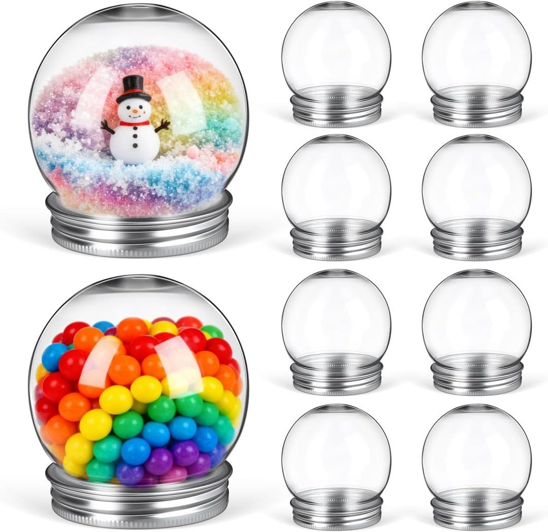 DOITOOL 12 Pack Plastic Snow Globe 2.55 Inch Fillable Snowglobes with Screw off Cap, Clear Empty Snow Globes Jars Ornaments for DIY Crafts, Christmas Party Decoration, 150ml