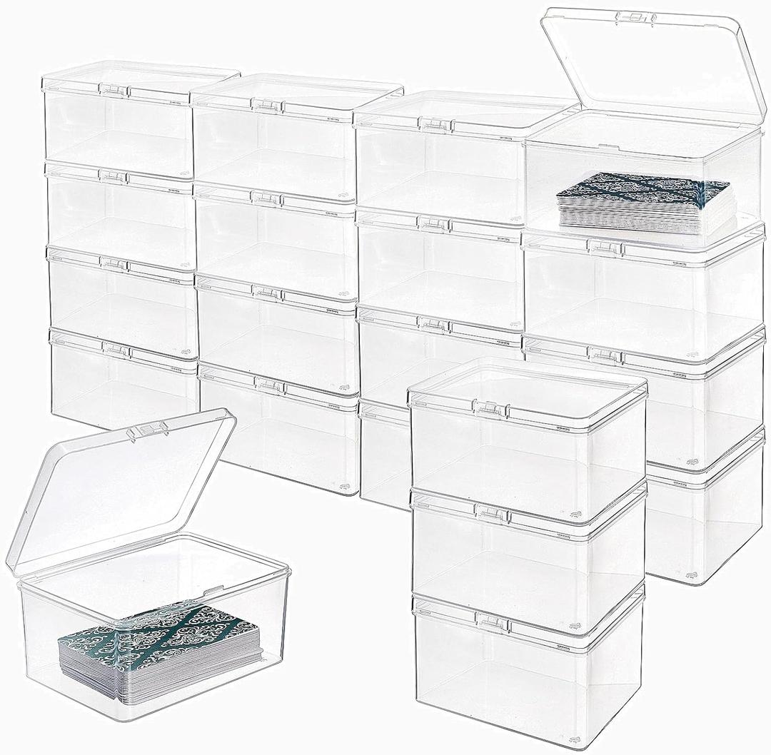 Tebery 20 Pcs Plastic Playing Card Cases Clear, Waterproof Card Deck Box for Game, Sturdy Trading Card Holder, Portable Card Game Storage Container for Party, Travel, Outdoors, Snap Closed