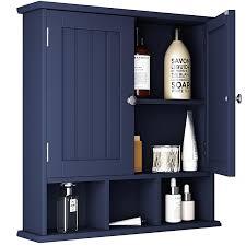 ChooChoo Bathroom Cabinet Wall Mounted 2-Door with 3 Open Shelves, Wooden Medicine Cabinets with Adjustable Shelf,Space Saver Storage Cabinets Over The Toilet for Bathroom&Living Room,Blue ChooChoo Bathroom Cabinet Wall Mounted 2-Door with 3 Open Shelves, Wooden Medicine Cabinets with Adjustable Shelf,Space Saver Storage Cabinets Over The Toilet for Bathroom&Living Room,Blue
