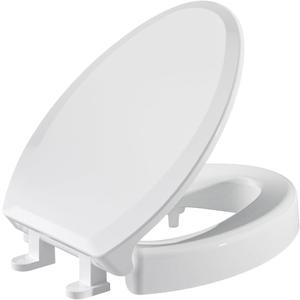 SAMODRA Raised Toilet Seat Riser, White, 3 Inch High Elevated Toilet Seat for Seniors, Soft Close, Easy Install & Clean (Elongated)